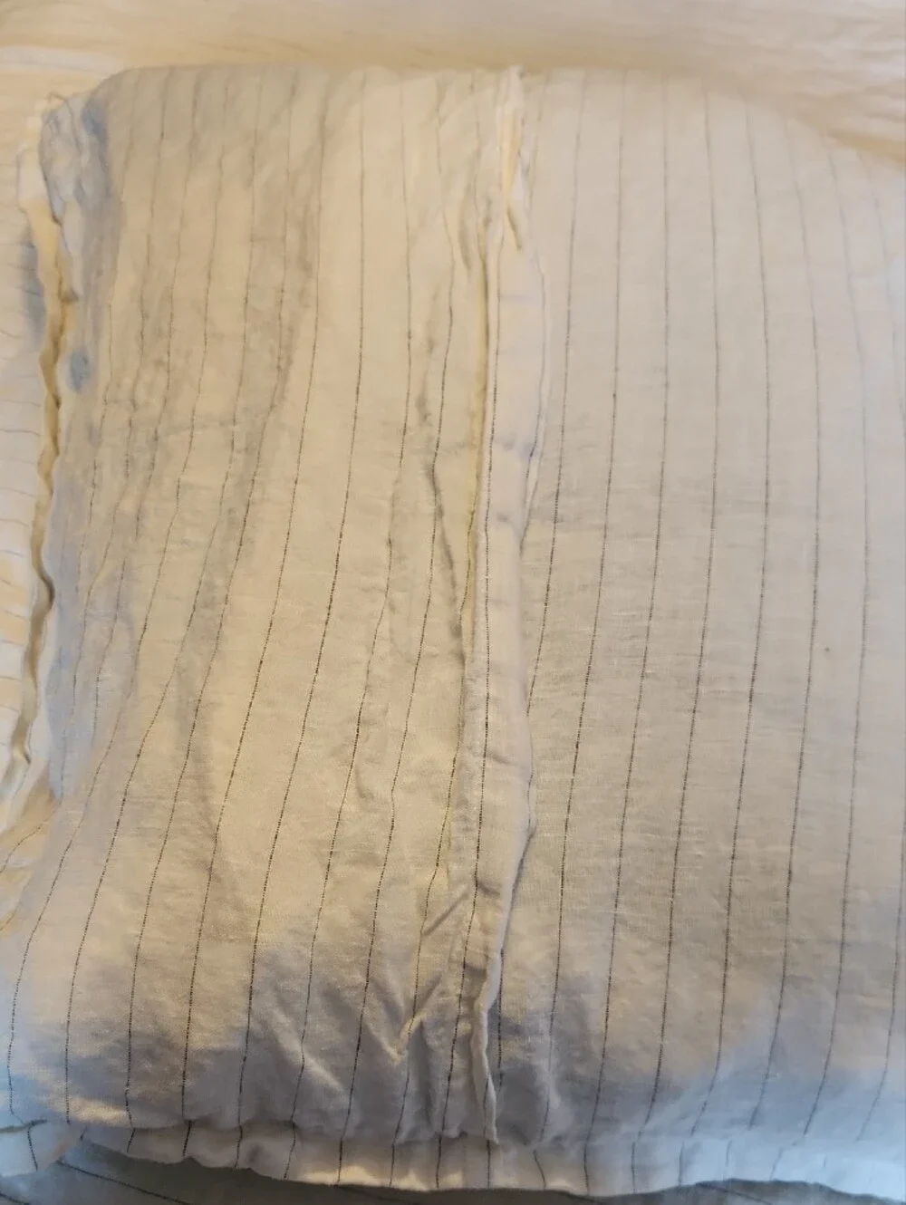 Crate&Barrel Cream Linen Euro Sham Pillowcase with Grey Pinstripes